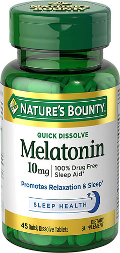 Мелатонин вишневый, 10 мг, 45 быстрорастворимых таблеток Nature's Bounty