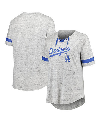 Женская серая футболка Los Angeles Dodgers на шнуровке больших размеров Profile