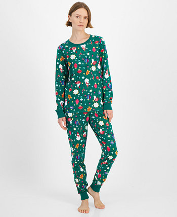 Family Pajamas Women's 2-Pc. Cotton Ornament Toss Matching Family Christmas Pajamas, Created for Macy's Holiday Lane