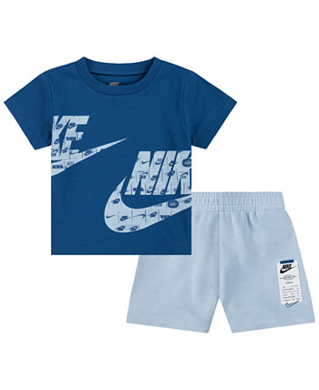 Футболка и шорты из французской махровой ткани с разрезами для мальчиков, комплект из 2 предметов Nike