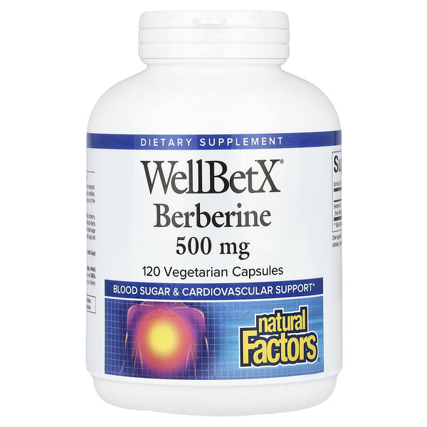 WellBetX, Берберин, 500 мг, 120 вегетарианских капсул Natural Factors