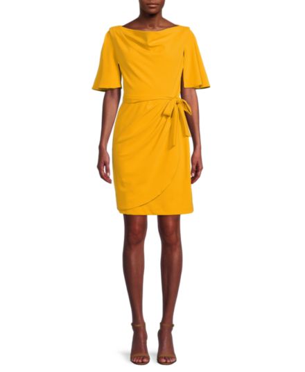 Платье с воротником-хомутом и искусственным запахом DKNY