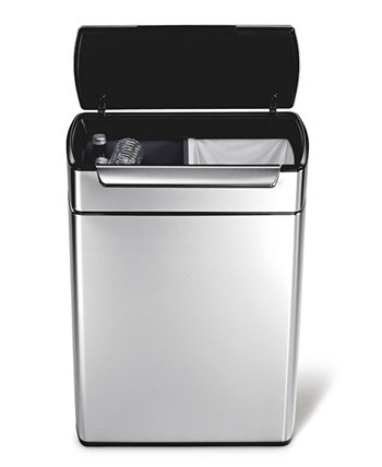 Матовая нержавеющая сталь 48-литровая сенсорная панель с защитой от отпечатков пальцев Двойная мусорная корзина для вторичной переработки Simplehuman