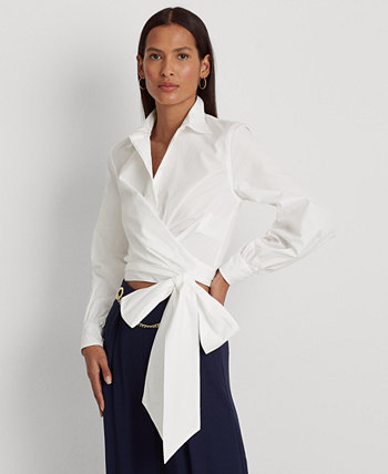 Women's Tie-Front Broadcloth Cropped Shirt Ralph Lauren