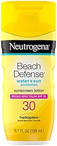 Neutrogena Beach Defense Water-Resistant Sunscreen Lotion with Broad Spectrum SPF 30, Oil-Free and PABA-Free Oxybenzone-Free Sunscreen Lotion, UVA/UVB Sun Protection, SPF 30, 6.7 fl. oz Neutrogena