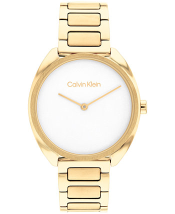 Женские золотые часы-браслет из нержавеющей стали 34 мм Calvin Klein