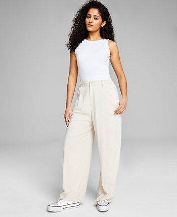 Women's Linen Blend Wide-Leg Trousers, Created for Macy's And Now This