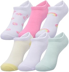 GAP Girls Low Cut Socks, Multi-Pack Kids Socks, Soft & Stretchy, Comfortable, Optic White (6-Pack, 6-8), 6-8 Gap