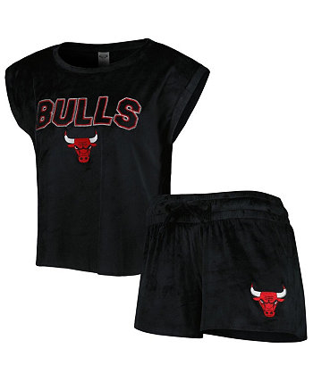 Женский черный комплект для сна с футболкой и шортами Chicago Bulls Intermission Concepts Sport