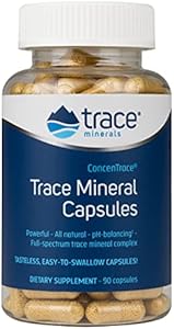 Trace Minerals ConcenTrace Capsules - Supplement Supports Bone Health & Body Energy - Healthy Hydration & Electrolyte Support Supplement - 90 Capsules (30 Servings) Trace Minerals