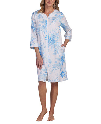 Women's Cotton Floral 3/4-Sleeve Robe Miss Elaine