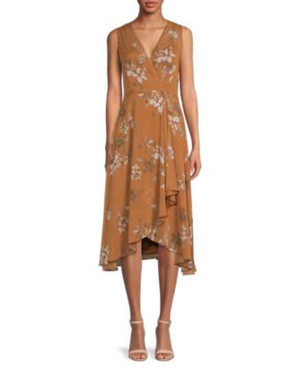 Платье с цветочным принтом и искусственным запахом Calvin Klein