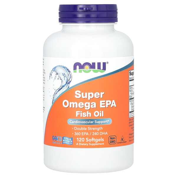 Супер Омега EPA Рыбий Жир - 120 капсул - NOW Foods NOW Foods