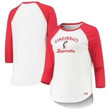 Женская футболка Under Armour белого/красного цвета Cincinnati Bearcats Baseball Raglan с рукавами 3/4 Under Armour