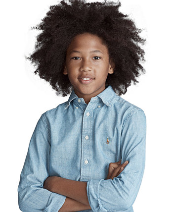 Хлопковая спортивная рубашка из шамбре для мальчиков Big Boys Polo Ralph Lauren