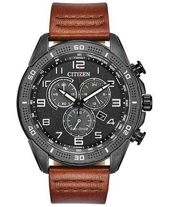 Drive From Citizen Eco-Drive Мужские коричневые часы с кожаным ремешком LTR 45 мм Citizen