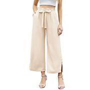 Women's Wide Leg Pants Elastic High Waisted Palazzo Pants With Pockets Tie Casual Summer Pants Clearlove