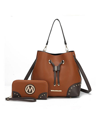 Candice Color Block Bucket Bag with Wallet by Mia K MKF Collection