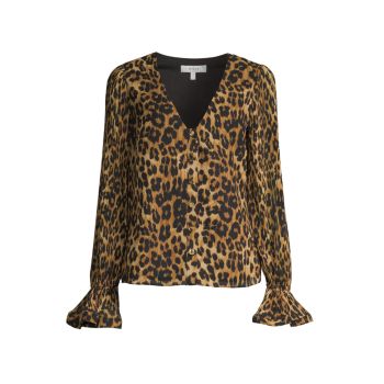 Greer Leopard-Print Blouse MILLY