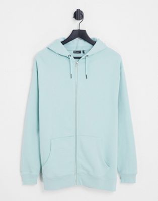 ASOS DESIGN oversized zip through hoodie in blue Echo