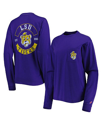 Women's Purple Lsu Tigers Oversized Pocket Long Sleeve T-shirt League Collegiate Wear