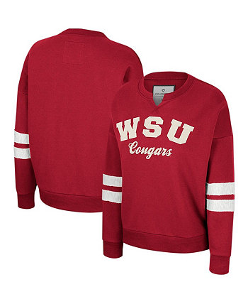 Женский пуловер с вырезом в горловине малинового цвета и потертостями Washington State Cougars Perfect Date Colosseum