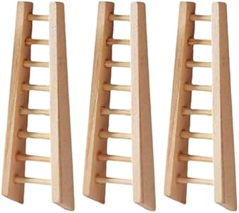 LOGOFUN 3Pcs Miniature Ladder Dollhouse 1:12 Mini Wooden Step Ladder DIY Furniture Staircase Tiny Ladder Model for Dollhouse Micro Landscape Furniture Accessories Logofun