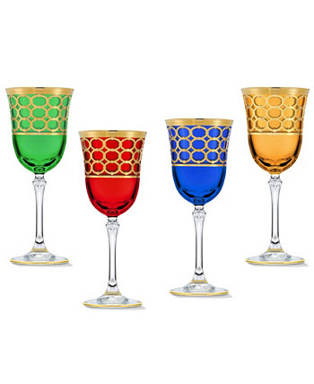 Разноцветный бокал для красного вина с золотистыми кольцами, набор из 4 шт. Lorpen