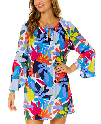 Women's Floral Bell-Sleeve Cover-Up Tunic Anne Cole