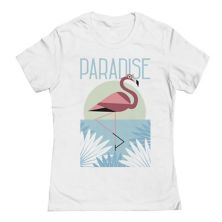 Junior's COLAB89 by Threadless Flamingo Palms Paradise Graphic Tee COLAB89 by Threadless
