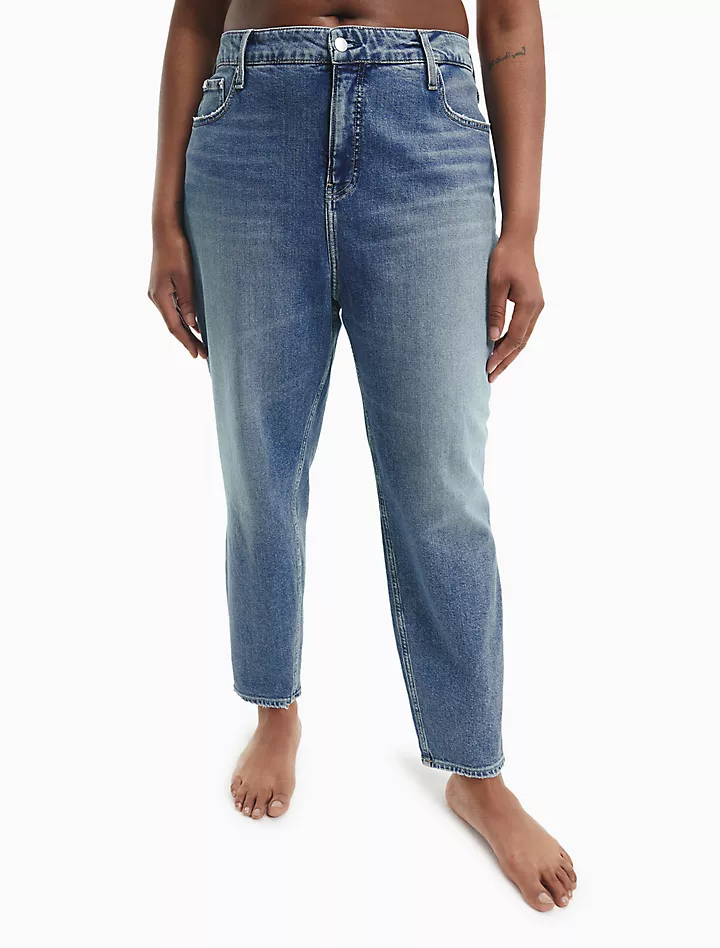 Винтажные синие джинсы размера «мом» больших размеров Calvin Klein