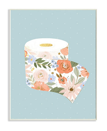 Туалетная бумага с весенним цветочным принтом поверх синего рисунка, 13 x 19 дюймов Stupell Industries