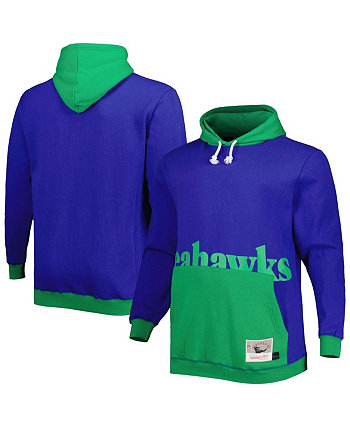 Мужской пуловер с капюшоном Royal, зеленый Seattle Seahawks Big and Tall Big Face Mitchell & Ness