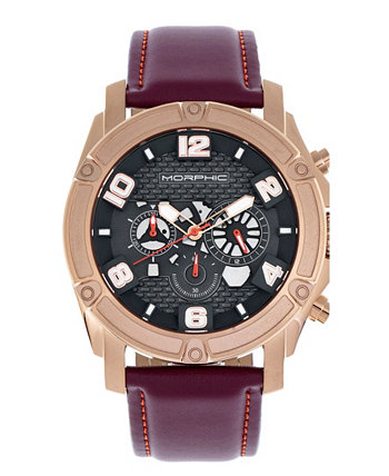 Женские часы с хронографом с ремешком из натуральной кожи серии M73 коричневого или черного, верблюжьего или темно-бордового цвета, 50 мм Morphic