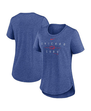 Women's Heather Royal Chicago Cubs Knockout Team Stack Tri-Blend T-shirt Nike