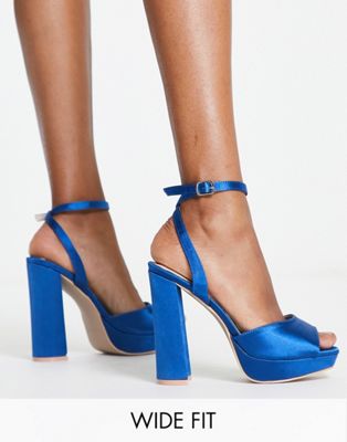 Be Mine Wide Fit Vanyaa platform heeled shoes in navy Be Mine Wide Fit