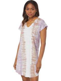 Трикотажное платье Tie-Dye Slub с короткими рукавами и V-образным вырезом Hi-Low Mod-o-doc
