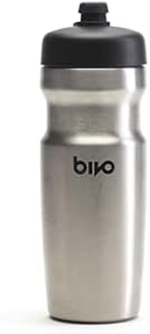 Велосипедная бутылка bivo Trio Mini 17oz с изоляцией из нержавеющей стали - для велоспорта - компактная, подходит для большинства держателей, легко чистится, высокопоточная спортивная насадка - держит напитки холодными более 12 часов - (Чёрная) Bivo