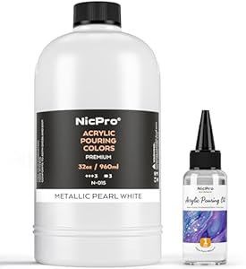 Nicpro Jet Black Color Acrylic Pour Paint, 32 Ounce Pre-Mixed Pouring Paint Supplies with Silicone Pour Oil & Gloves for Canvas, Rock, Wood Cell Creation Flow DIY Art Painting, Ready to Pour Nicpro