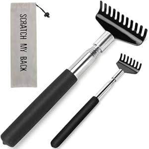 Oversized Portable Extendable Back Scratcher, Upgraded Metal Stainless Steel Telescoping Back Scratcher Tool with Canvas Carrying Bag Flanker-L