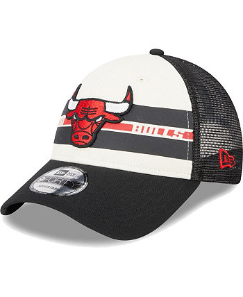 Мужская бейсболка Chicago Bulls Black Stripes 9FORTY Trucker Snapback New Era