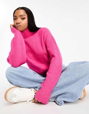Розовый вязаный свитер с высоким воротником Vero Moda VERO MODA