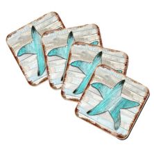 Starfish Coastal Wooden Cork Coasters Gift Set of 4 by Nature Wonders Nature Wonders