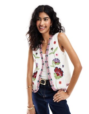 ASOS DESIGN floral embroidery vest in multi ASOS DESIGN