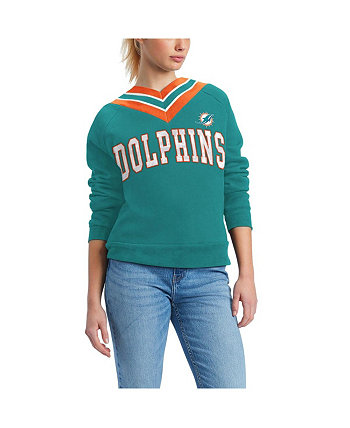Женский пуловер с v-образным вырезом Aqua Miami Dolphins Heidi Tommy Hilfiger