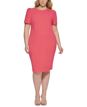 Плюс размер Креповое платье с короткими рукавами с аквалангом Calvin Klein
