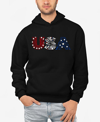 USA Fireworks - Men's Word Art Hooded Sweatshirt LA Pop Art