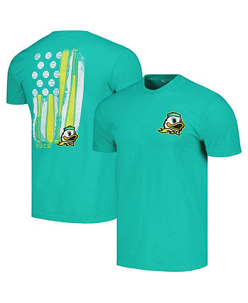 Men's Green Oregon Ducks Baseball Flag Comfort Colors T-Shirt Image One