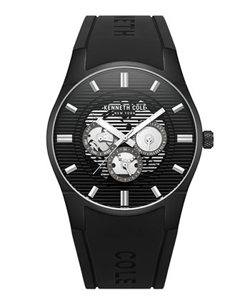 Мужские многофункциональные часы с черным силиконовым ремешком 42 мм Kenneth Cole