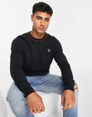 PS Paul Smith knitted sweater in black with contrast stitching PS Paul Smith